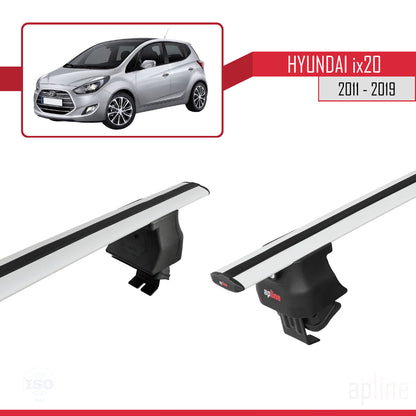 Compatible avec Hyundai ix20 (JC) 2011-2019 ACE-4 Barres de Toit Railing Porte-Bagages de Voiture Gris Aluminium 2 Barres