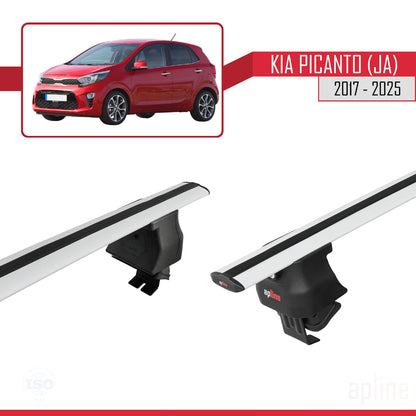 Compatible avec Kia Picanto 3 (JA) 2017-2025 ACE-4 Barres de Toit Railing Porte-Bagages de Voiture Gris Aluminium 2 Barres