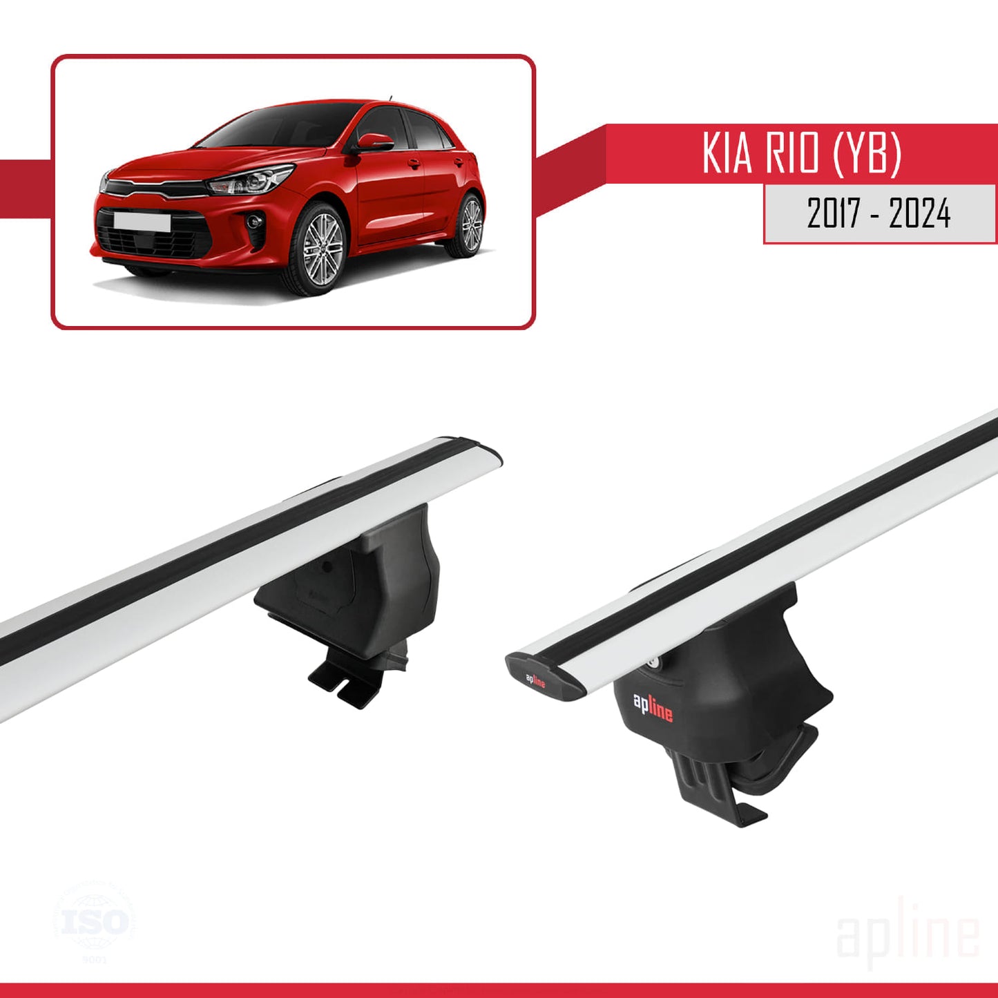 Compatible avec Kia Rio 4 (YB) HB 2017-2023 ACE-4 Barres de Toit Railing Porte-Bagages de Voiture Gris Aluminium 2 Barres