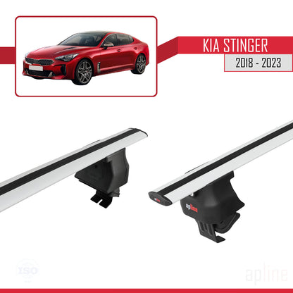Compatible avec Kia Stinger 2018-2023 ACE-4 Barres de Toit Railing Porte-Bagages de Voiture Gris Aluminium 2 Barres