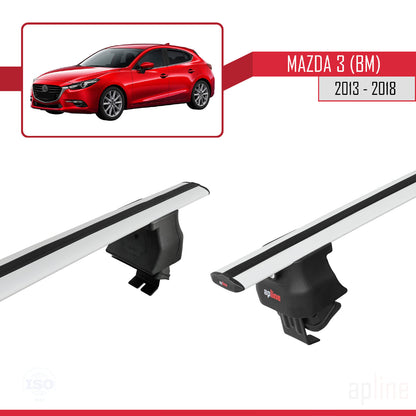 Compatible avec Mazda 3 III (BM) 2013-2018 ACE-4 Barres de Toit Railing Porte-Bagages de Voiture Gris Aluminium 2 Barres
