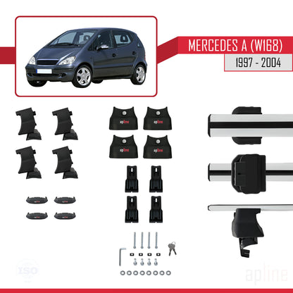 Compatible with Mercedes A Class (W168) 1997-2004 ACE-4 Car Roof Rack Cross Bar Grey Aluminium 2 Bars