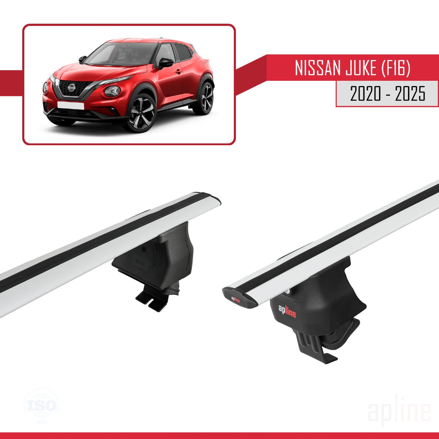 Compatible avec Nissan Juke 2 (F16) 2020-2025 ACE-4 Barres de Toit Railing Porte-Bagages de Voiture Gris Aluminium 2 Barres