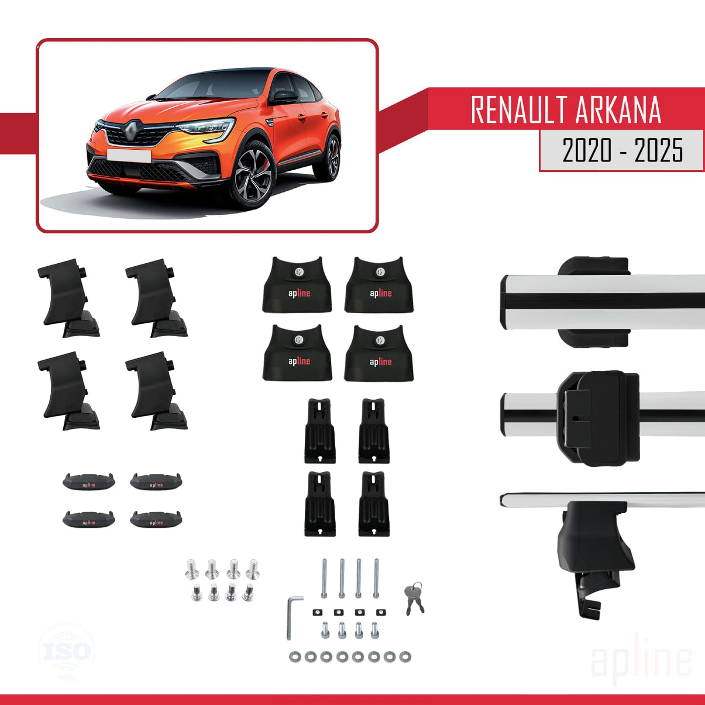 Compatible avec Renault Arkana 2020-2025 ACE-4 Barres de Toit Railing Porte-Bagages de Voiture Gris Aluminium 2 Barres