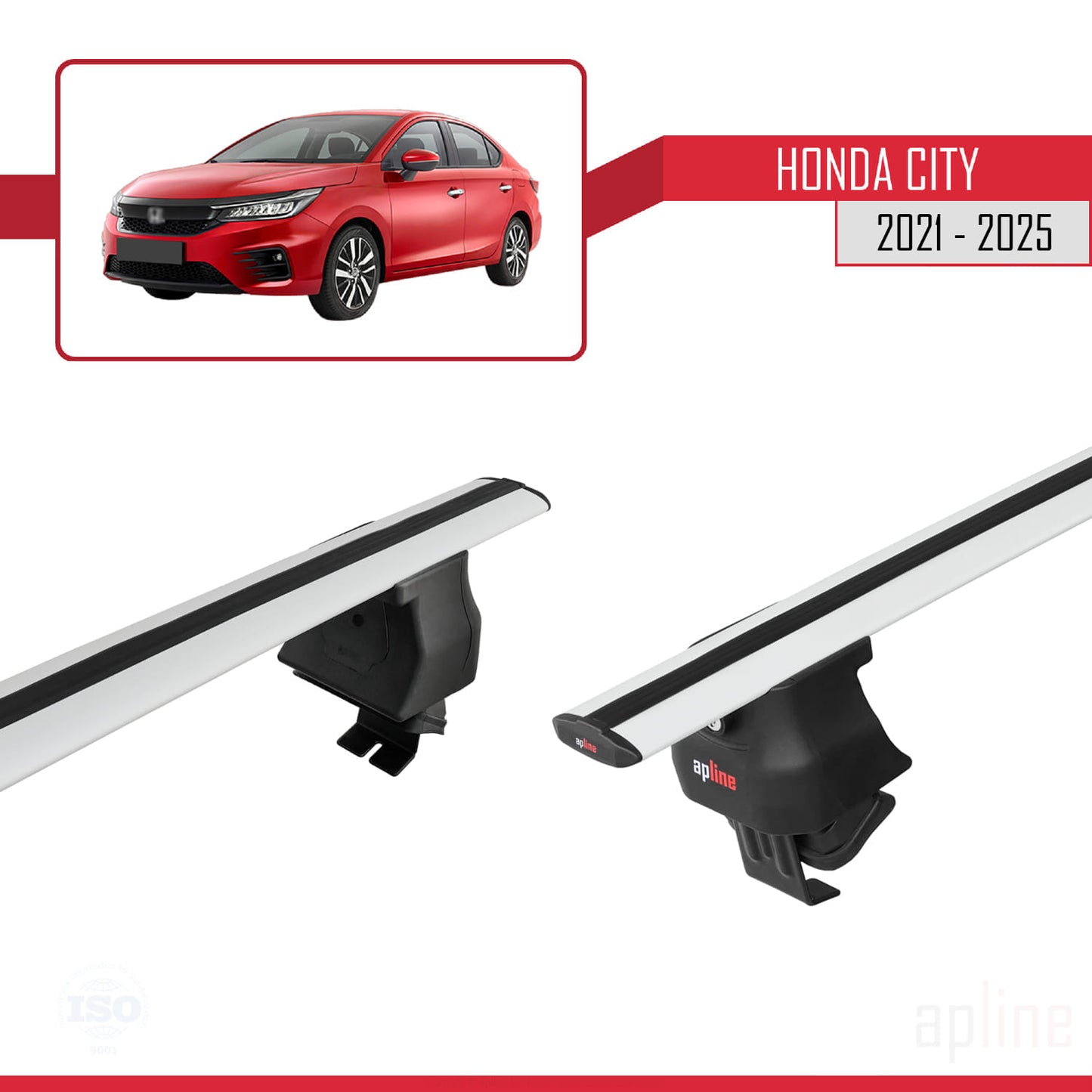 Compatible avec Honda City 2021-2025 ACE-4 Barres de Toit Railing Porte-Bagages de Voiture Gris Aluminium 2 Barres