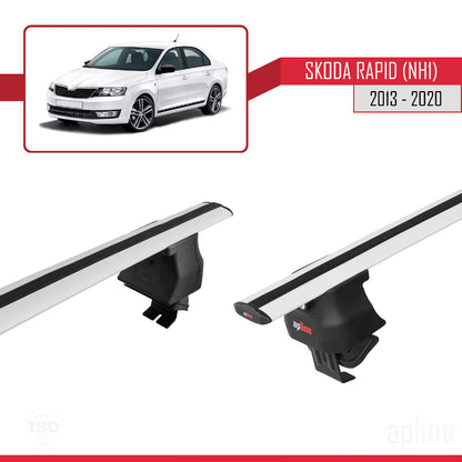 Compatible avec Skoda Rapid (NH1) 2012-2019 ACE-4 Barres de Toit Railing Porte-Bagages de Voiture Gris Aluminium 2 Barres