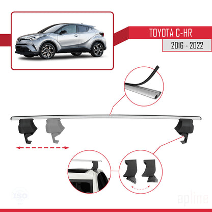 Compatible with Toyota C-HR 2016-2022 ACE-4 Car Roof Rack Cross Bar Grey Aluminium 2 Bars
