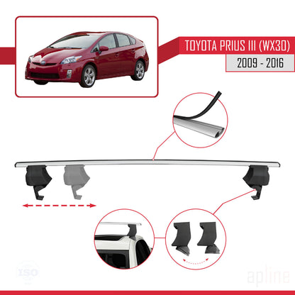 Compatible with Toyota Prius 3 (XW30) 2009-2016 ACE-4 Car Roof Rack Cross Bar Grey Aluminium 2 Bars