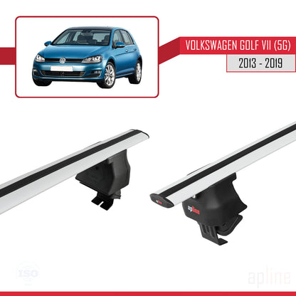 Compatible avec Volkswagen Golf 7 (5G) 2013-2019 ACE-4 Barres de Toit Railing Porte-Bagages de Voiture Gris Aluminium 2 Barres