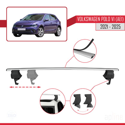 Compatible avec Volkswagen Polo 6 (AE1) Post-Facelift 2021-2025 ACE-4 Barres de Toit Railing Porte-Bagages de Voiture Gris Aluminium 2 Barres