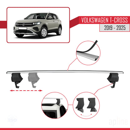 Compatible avec Volkswagen T-Cross (C11) 2019-2025 ACE-4 Barres de Toit Railing Porte-Bagages de Voiture Gris Aluminium 2 Barres