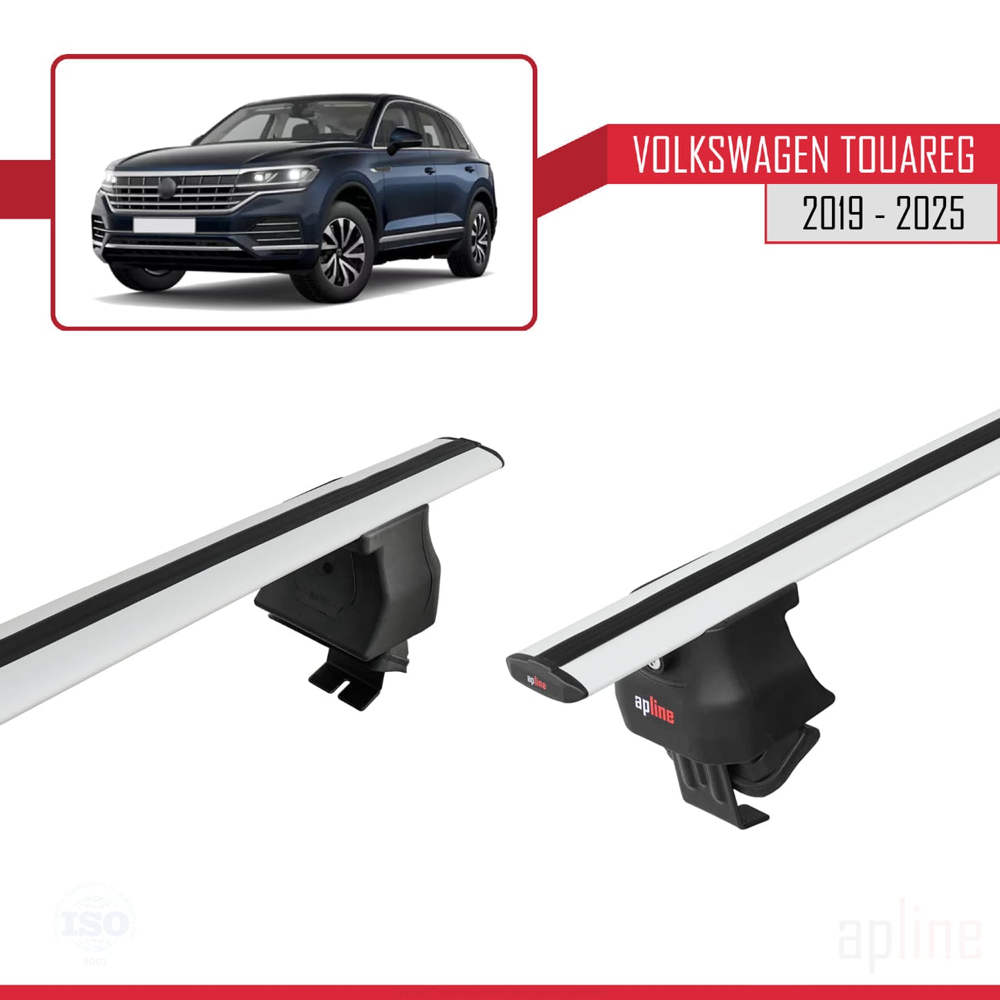 Compatible avec Volkswagen Touareg 3 (CR) 2019-2025 ACE-4 Barres de Toit Railing Porte-Bagages de Voiture Gris Aluminium 2 Barres