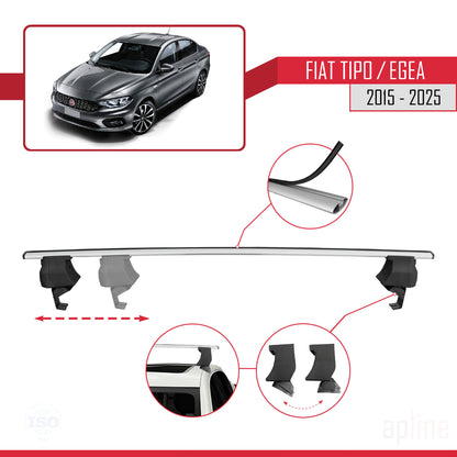 Compatible avec Fiat Egea Berline 2015-2025 ACE-4 Barres de Toit Railing Porte-Bagages de Voiture Gris Aluminium 2 Barres