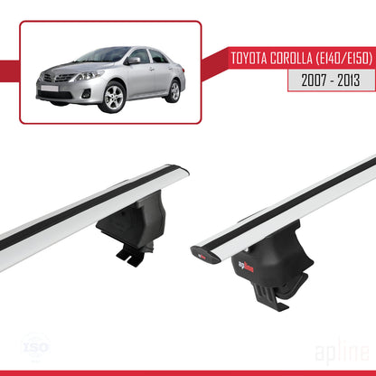 Compatible with Toyota Corolla 10 (E150) 2007-2013 ACE-4 Car Roof Rack Cross Bar Grey Aluminium 2 Bars