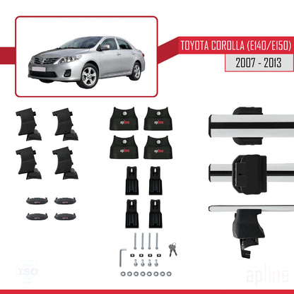 Compatible with Toyota Corolla 10 (E150) 2007-2013 ACE-4 Car Roof Rack Cross Bar Grey Aluminium 2 Bars