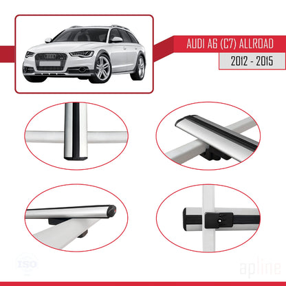 Compatible avec A6 (C7) Allroad 2012-2015 BASIC Model Barres de Toit Railing Porte-Bagages de Voiture Gris Aluminium 3 Barres