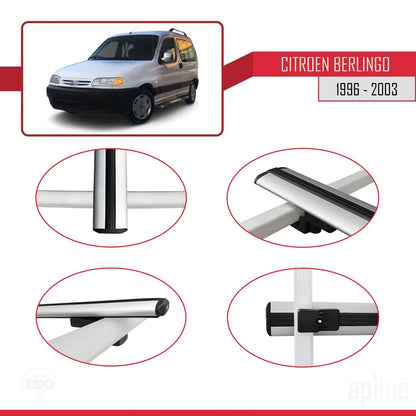 Compatible avec Citroen Berlingo (M49) 1996-2003 BASIC Model Barres de Toit Railing Porte-Bagages de Voiture Gris Aluminium 2 Barres
