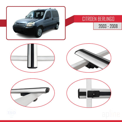 Compatible with Citroen Berlingo (M59) 2003-2008 BASIC Model Car Roof Rack Cross Bar Grey Aluminium 4 Bars