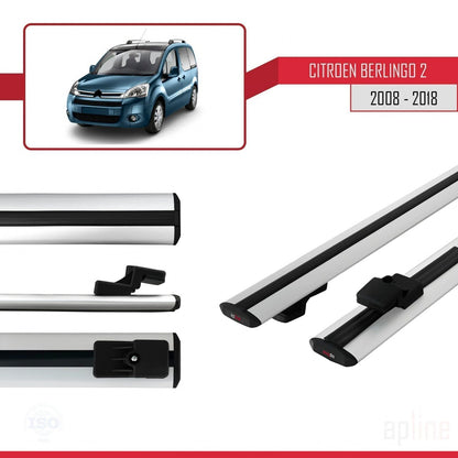 Compatible with Citroen Berlingo 2 (B9) 2008-2018 BASIC Model Car Roof Rack Cross Bar Grey Aluminium 2 Bars