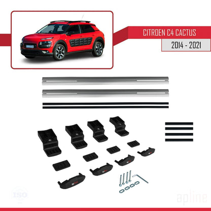 Compatible avec Citroen C4 Cactus 2014-2021 BASIC Model Barres de Toit Railing Porte-Bagages de Voiture Gris Aluminium 2 Barres