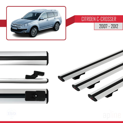 Compatible avec Citroen C-Crosser 2007-2012 BASIC Model Barres de Toit Railing Porte-Bagages de Voiture Gris Aluminium 3 Barres