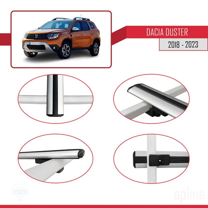 Compatible avec Dacia Duster 2 (HM) 2018-2024 BASIC Model Barres de Toit Railing Porte-Bagages de Voiture Gris Aluminium 3 Barres