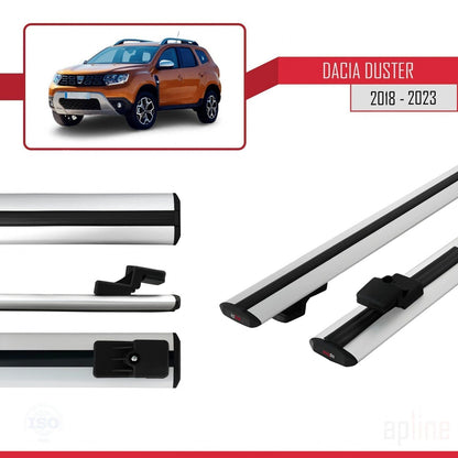 Compatible avec Dacia Duster 2 (HM) 2018-2024 BASIC Model Barres de Toit Railing Porte-Bagages de Voiture Gris Aluminium 2 Barres