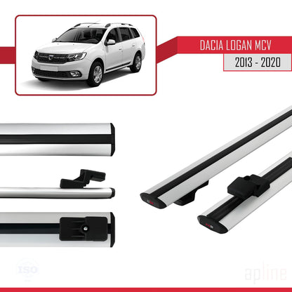 Compatible avec Dacia Logan 2 MCV (K52) 2013-2020 BASIC Model Barres de Toit Railing Porte-Bagages de Voiture Gris Aluminium 2 Barres