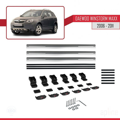 Compatible avec Daewoo Winstorm MaXX 2006-2011 BASIC Model Barres de Toit Railing Porte-Bagages de Voiture Gris Aluminium 3 Barres