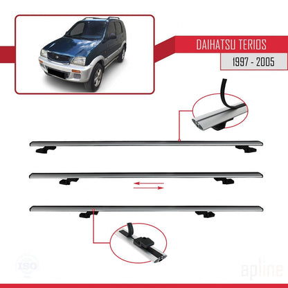 Compatible avec Daihatsu Terios (J100) 1997-2005 BASIC Model Barres de Toit Railing Porte-Bagages de Voiture Gris Aluminium 3 Barres