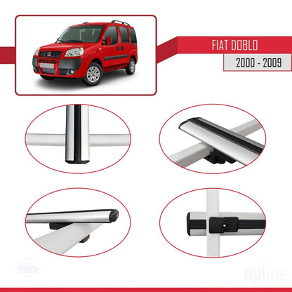 Compatible avec Fiat Doblo 2000-2009 BASIC Model Barres de Toit Railing Porte-Bagages de Voiture Gris Aluminium 3 Barres