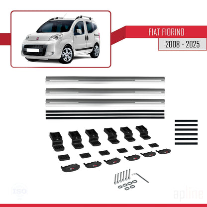 Compatible avec Fiat Fiorino 3 2008-2025 BASIC Model Barres de Toit Railing Porte-Bagages de Voiture Gris Aluminium 3 Barres