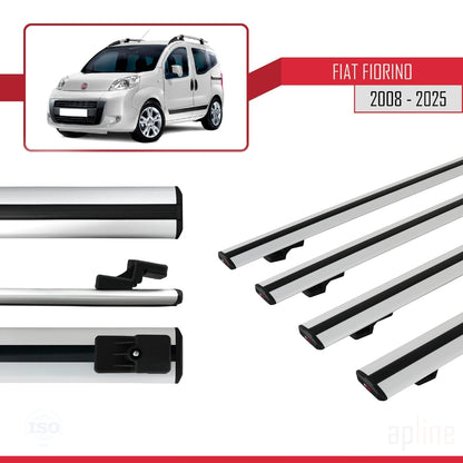 Compatible avec Fiat Fiorino 3 2008-2025 BASIC Model Barres de Toit Railing Porte-Bagages de Voiture Gris Aluminium 4 Barres