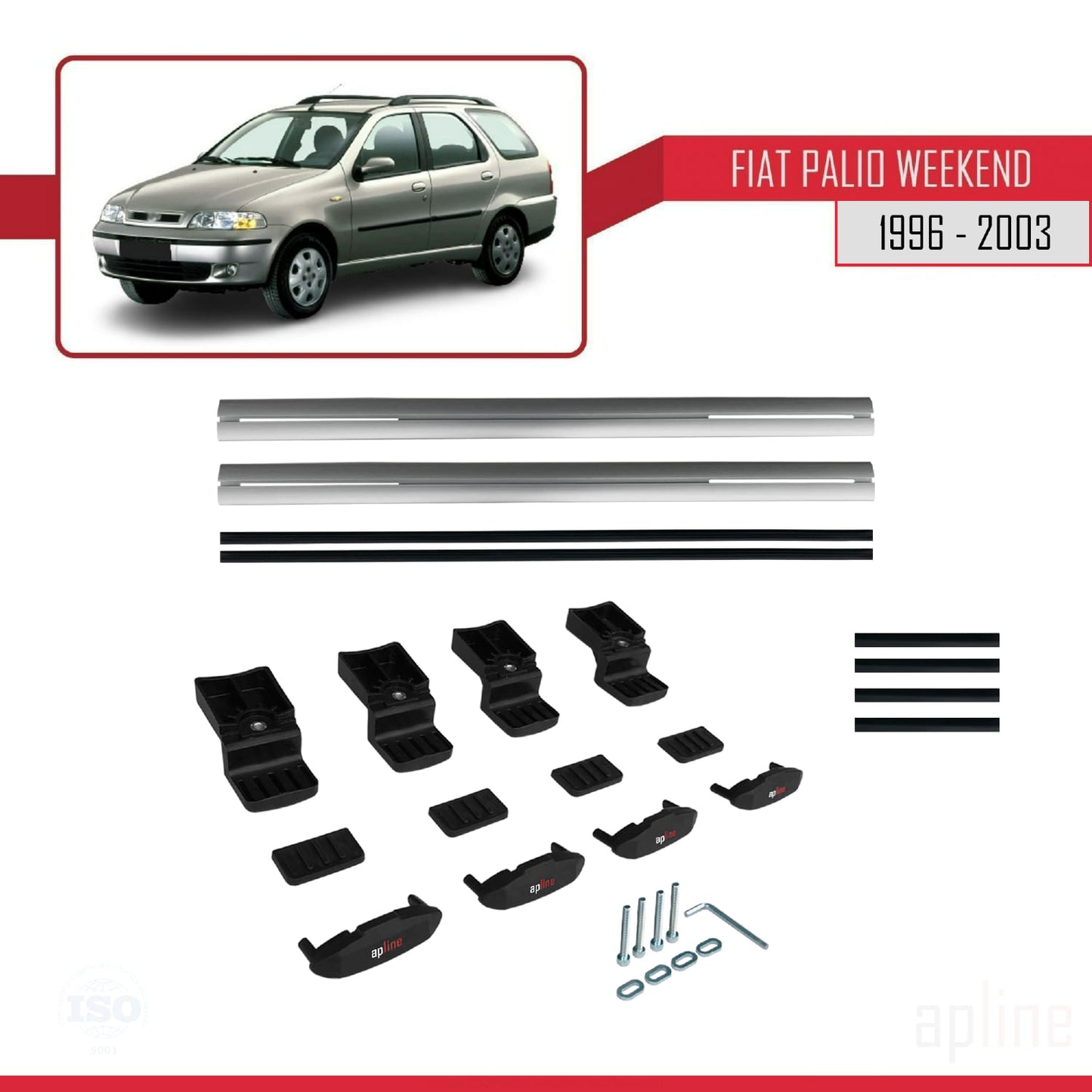 Compatible avec Fiat Palio (178) Weekend 1996-2003 BASIC Model Barres de Toit Railing Porte-Bagages de Voiture Gris Aluminium 2 Barres