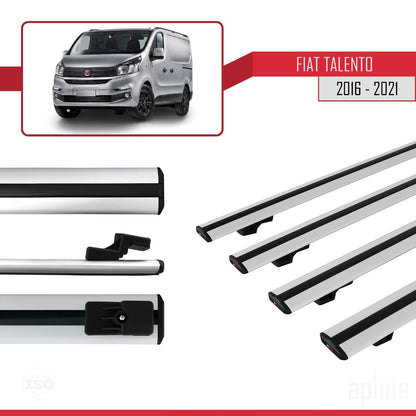 Compatible avec Fiat Talento 2016-2021 BASIC Model Barres de Toit Railing Porte-Bagages de Voiture Gris Aluminium 4 Barres