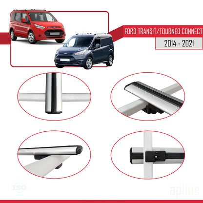 Compatible with Ford Transit/Tourneo Connect 2 2014-2021 BASIC Model Car Roof Rack Cross Bar Grey Aluminium 3 Bars