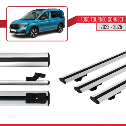 Compatible with Ford Transit/Tourneo Connect 3 2022-2025 BASIC Model Car Roof Rack Cross Bar Grey Aluminium 3 Bars