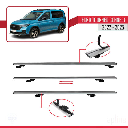 Compatible with Ford Transit/Tourneo Connect 3 2022-2025 BASIC Model Car Roof Rack Cross Bar Grey Aluminium 2 Bars