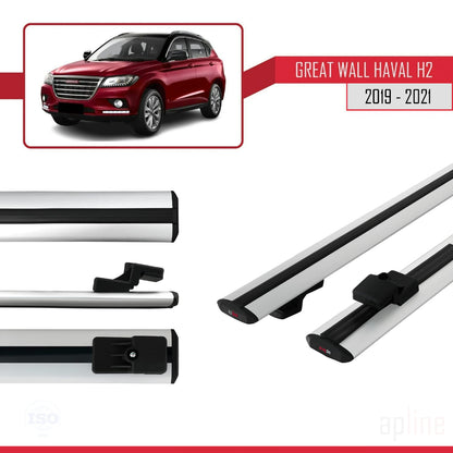 Compatible avec Great Wall Haval H2 2019-2021 BASIC Model Barres de Toit Railing Porte-Bagages de Voiture Gris Aluminium 2 Barres