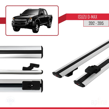 Compatible with Isuzu D-Max 2 (RT50) Pre-Facelift 2012-2015 BASIC Model Car Roof Rack Cross Bar Grey Aluminium 2 Bars