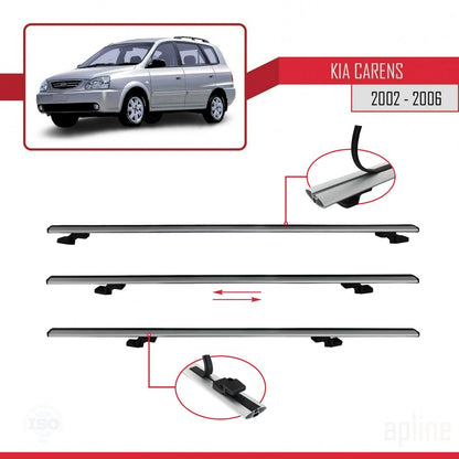 Compatible avec Kia Carens Post-Facelift 2002-2006 BASIC Model Barres de Toit Railing Porte-Bagages de Voiture Gris Aluminium 2 Barres