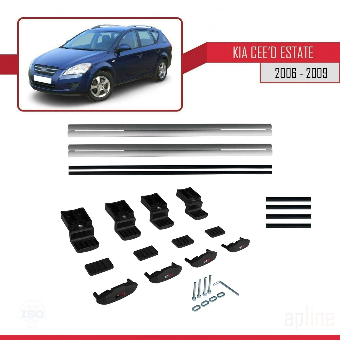 Compatible avec Kia Ceed (ED) Break Pre-Facelift 2006-2009 BASIC Model Barres de Toit Railing Porte-Bagages de Voiture Gris Aluminium 2 Barres