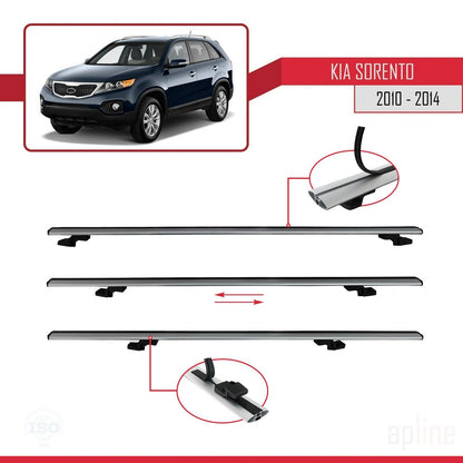 Compatible avec Kia Sorento 2 (XM) 2010-2014 BASIC Model Barres de Toit Railing Porte-Bagages de Voiture Gris Aluminium 3 Barres