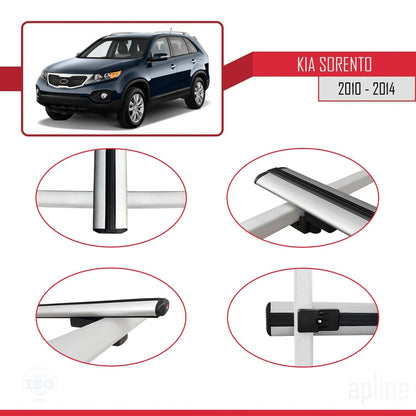 Compatible avec Kia Sorento 2 (XM) 2010-2014 BASIC Model Barres de Toit Railing Porte-Bagages de Voiture Gris Aluminium 2 Barres