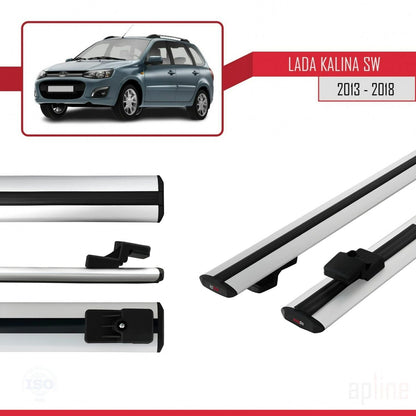 Compatible avec Lada Kalina 2 Break 2013-2018 BASIC Model Barres de Toit Railing Porte-Bagages de Voiture Gris Aluminium 2 Barres