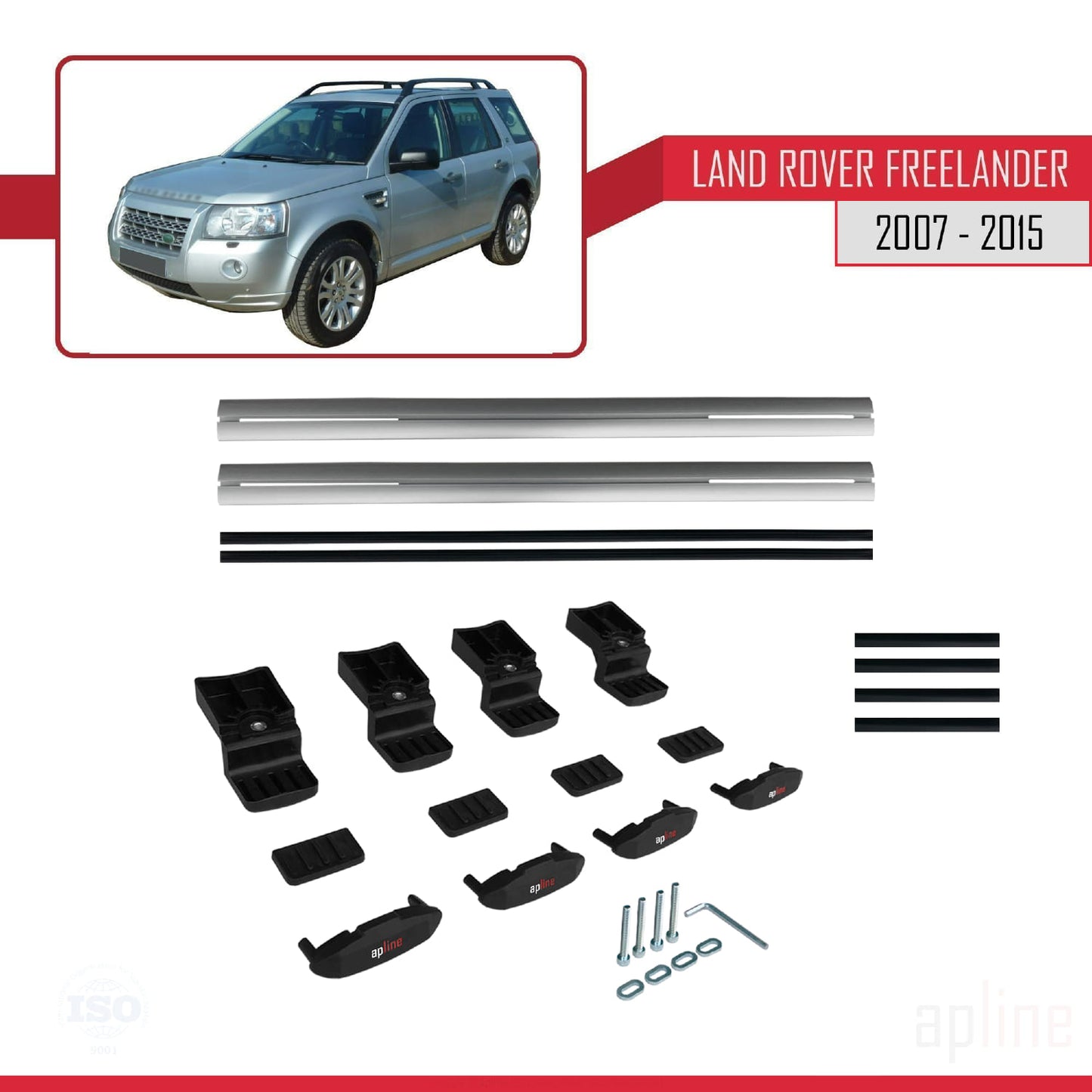 Compatible avec Land Rover Freelander 2 (L359) 2007-2015 BASIC Model Barres de Toit Railing Porte-Bagages de Voiture Gris Aluminium 2 Barres