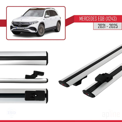 Compatible avec Mercedes EQB (X243) 2021-2025 BASIC Model Barres de Toit Railing Porte-Bagages de Voiture Gris Aluminium 2 Barres