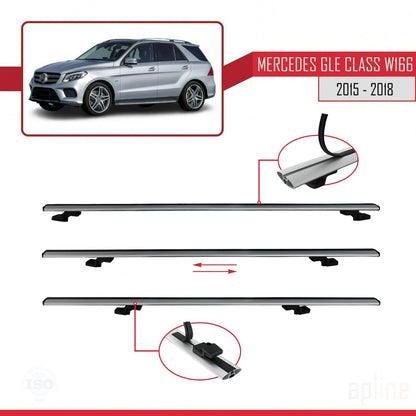 Compatible with Mercedes GLE Class 3 (W166) 2015-2018 BASIC Model Car Roof Rack Cross Bar Grey Aluminium 3 Bars