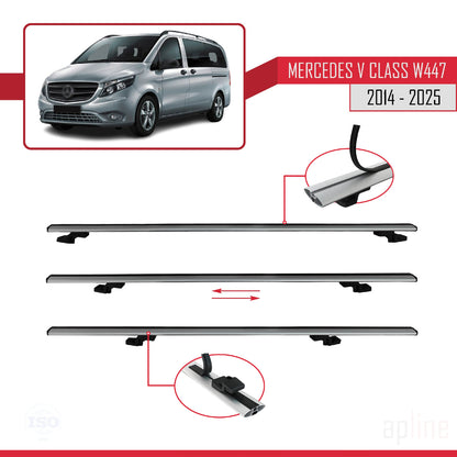 Compatible with Mercedes V Class 3 (W447) 2014-2025 BASIC Model Car Roof Rack Cross Bar Grey Aluminium 4 Bars