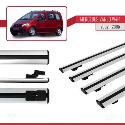 Compatible avec Mercedes Vaneo (W414) 2002-2005 BASIC Model Barres de Toit Railing Porte-Bagages de Voiture Gris Aluminium 4 Barres